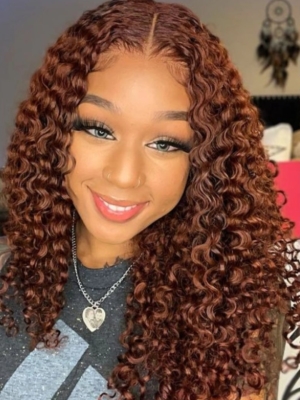 UNice Put On And Go Pre Cut Lace 6x4.5/13x4 Closure Red Brown Curly Quick & Easy Glueless Air Wig