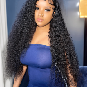 UNice Put On And Go Pre Cut Lace Wig Transparent Lace Curly Black Quick & Easy Glueless Air Wig