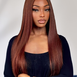 UNice Reddish Brown Remy Human Hair 4x4 Free Part Silky Straight Closure