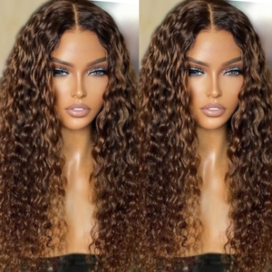 UNice V Part Light Chocolate Brown Water Wave Glueless Wig For Beginners No Skill Needed Easy To Management