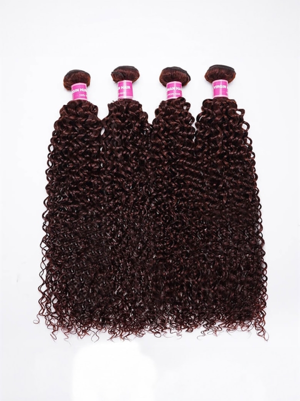 UNice Vibrant Reddish Brown Jerry Curl 4Pcs 100% Remy Human Hair Bundles Deal