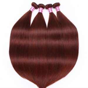 UNice Vibrant Reddish Brown Silky Straight 4Pcs 100% Remy Human Hair Bundles Deal