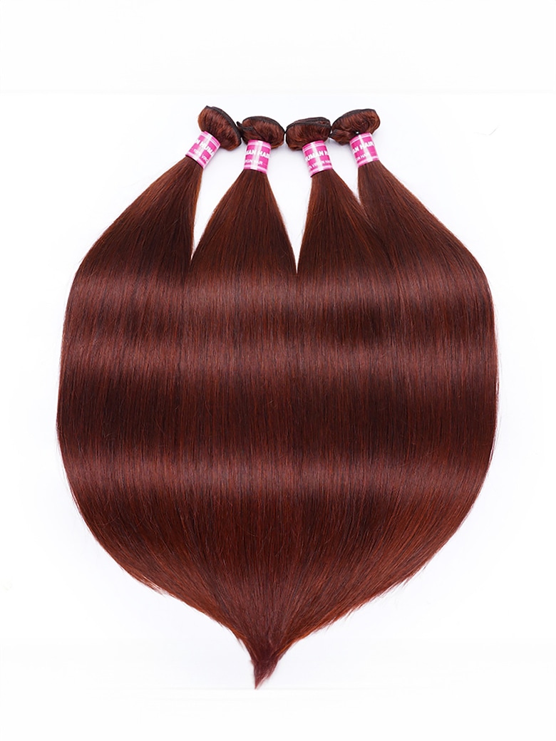 UNice Vibrant Reddish Brown Silky Straight 4Pcs 100% Remy Human Hair Bundles Deal