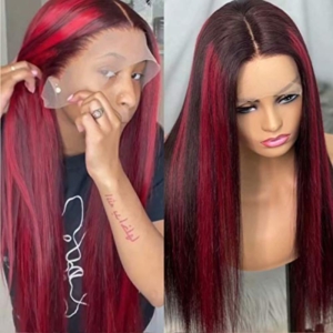 UNice WhatsApp Special Offer Burgundy Highlights 13x4 Lace Front Straight Wig