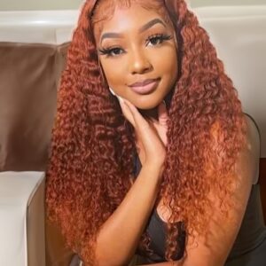 UNice Whatsapp Flash Deal Medium Auburn Color#30 Jerry Curly Human Hair Middle Part Lace Wigs