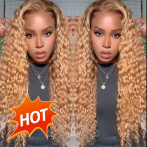 UNice Whatsapp Flash Sale 13*4 Honey Blonde Wig with Brown Roots Deep Wave Lace Front Wig 24inch 150% Density Full