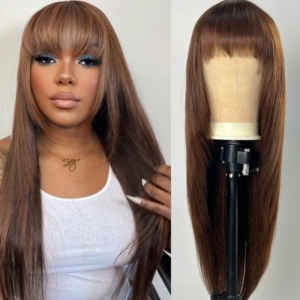 UNice Whatsapp Special Offer 22" Layer Cut Mocha Medium Brown Glueless Beginner Friendly Straight Wig With Bangs