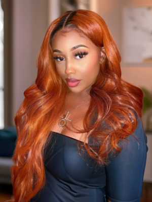 UNice Whatsapp Special Offer Loose Wave 13x4 Lace Frontal Wig Ombre Ginger With Dark Roots 180% Density 24inch
