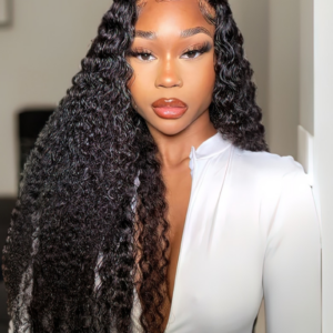 Unice 5x5 HD Transparent Lace Closure With Curly Human Hair 3 Bundles