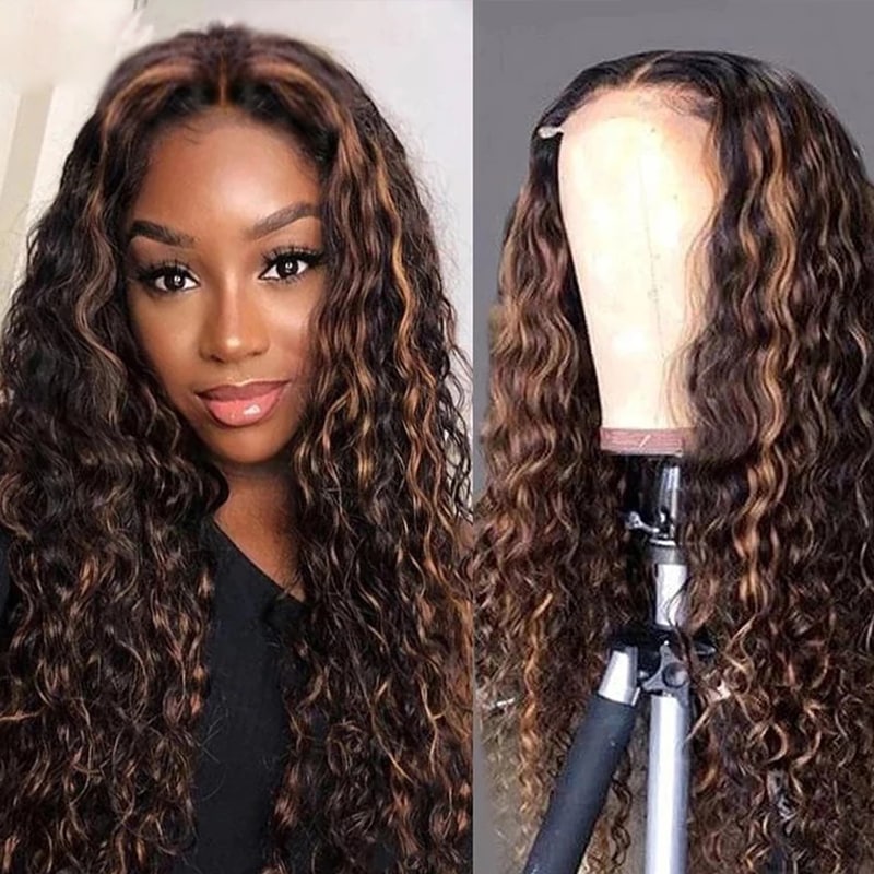 Unice Brand day 14 inches lace front wig Balayage Highlights Water Wave