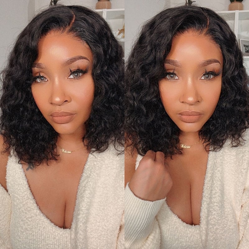 Unice Whatsapp Special Sale Water Wave Short Bob 4x4 Lace Closure Wig With Undetectable Realistic Hairline