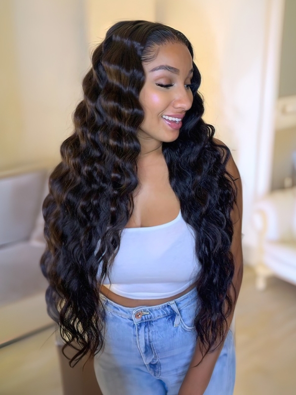 Weekend Sale Loose Deep Wave 13x4 Lace Front Deep Parting High Quality Wigs Pre Plucked with Baby Hair