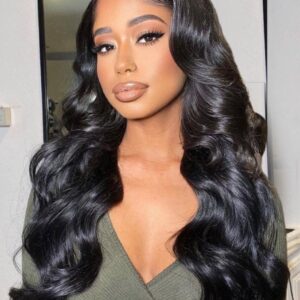 Weekend Sale Natural Black Body Wave 13x4 HD Glueless Lace Front Wigs Real Human Hair 200% Density