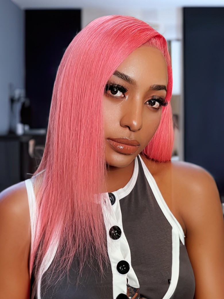 【13x4 Lace Front】Pink Straight Human Hair Wig LINK 42