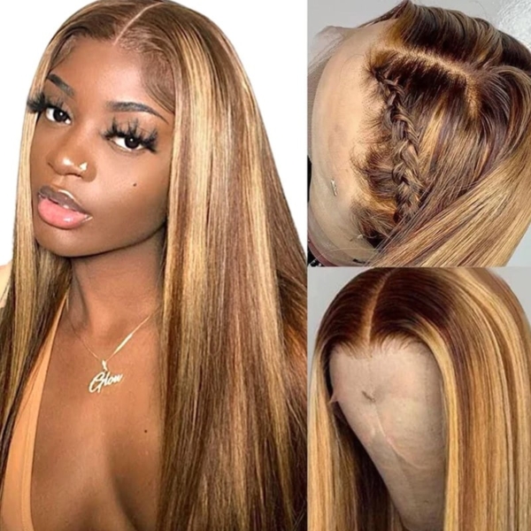 【Lace Frontal Pre Plucked Ombre Wig】Human Hair Honey Blonde LINK3