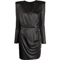 BALMAIN WOMEN Metallic Draped Padded-shoulder Dress Black
