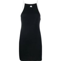 COURREGES WOMEN Light Ribbed Contrast Sleeveless Cotton Mini-Dress Black White