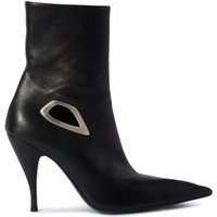 OFF-WHITE WOMEN Crescent Leather Bootie Black Silver