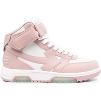 OFF-WHITE WOMEN Out Of Office Mid Top Leather Sneakers Pink White