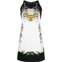 VERSACE WOMEN V Emblem Garden Print Mini Dress White Black Multicolour