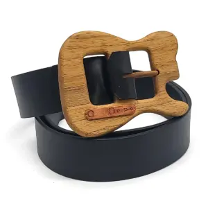 Wood Belt  Denali Expression Guitar 400 Sustainable Vegetable tanned leather Belt With Wooden Buckle USD110.00