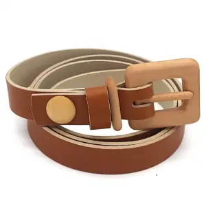 Wood Belt  Fiordland Kind 202 Sustainable Leather Belt With Wooden Buckle USD95.00