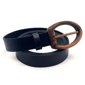 Wood Belt  Plitvice Care 306 Sustainable Vegetable tanned leather Belt With Wooden Buckle USD110.00