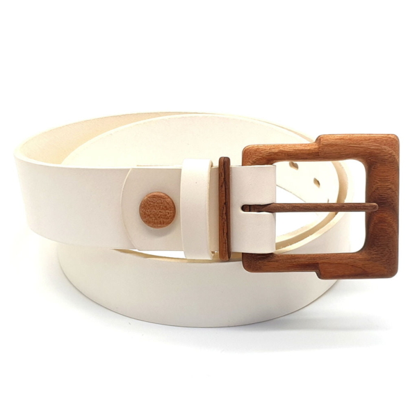 Wood Belt  Powell Pride 422 Sustainable Vegetable tanned leather Belt With Wooden Buckle USD115.00