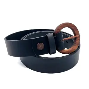 Wood Belt  Triglav Joy 406 Sustainable Split Leather Belt With Wooden Buckle USD65.00