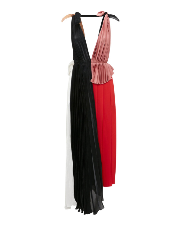 Victoria Beckham Asymmetric Pleated V-Neck Dress
