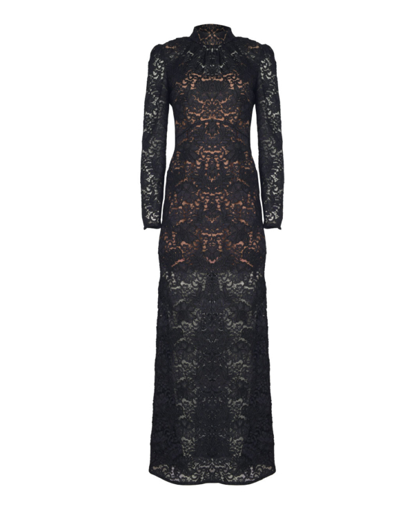 Self-Portrait Black Cord Lace Maxi Dress