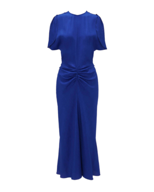 Victoria Beckham Gathered Waist Midi Dress Palace Blue